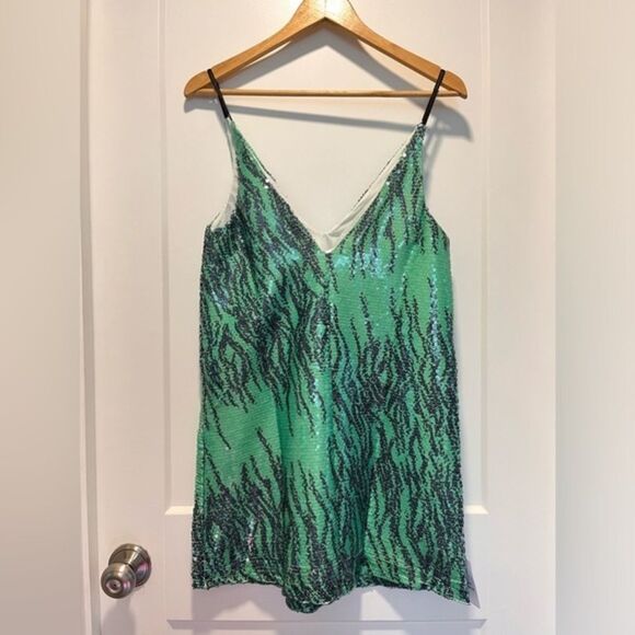 Women's Allover Sequins Green ‎ Party Mini Cami Dress - Picture 3 of 12